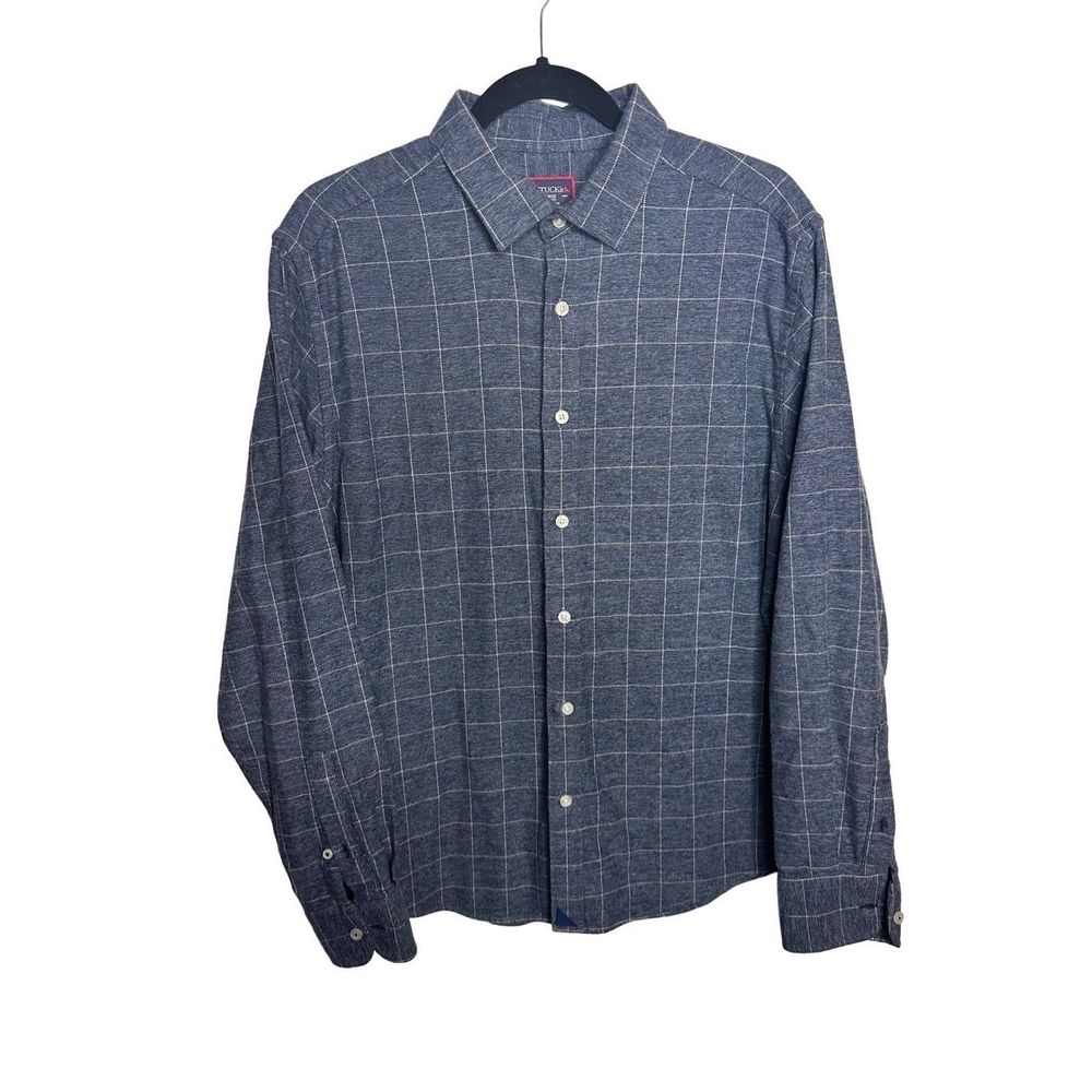 UnTUCKit Terrazas Plaid Flannel Windowpane Long Sleeve Shirt Large Slim‎